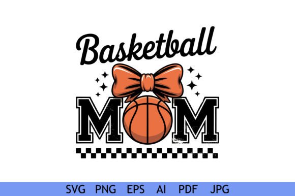 Basketball Mom Bow Checkered Graphics for Crafts
