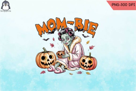 Funny Mom-Bie Morning Halloween PNG for Crafts and Graphics