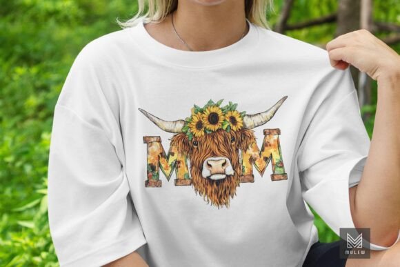 Higland Cow MOM Mother s Day PNG for Crafts
