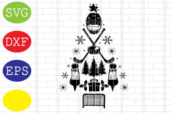 Ice Hockey Christmas Tree Svg File for Crafts & Graphics