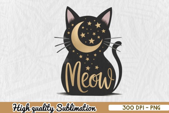 Meow Cat Mom PNG: Graphics for Crafts & Branding