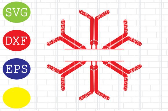 Split Hockey Goalie Sticks Snowflake Svg: Graphics & Crafts